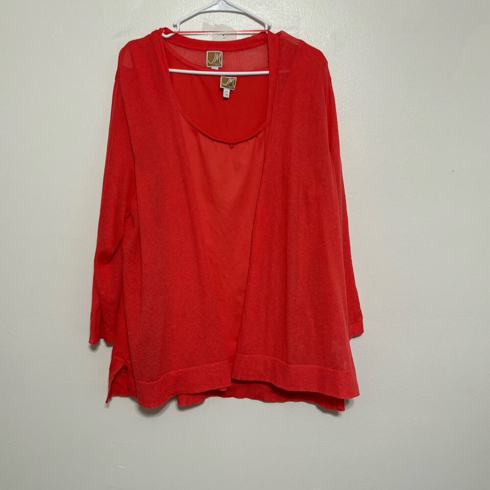 JM Collection Coral Knit Cardigan & Tank Set 2X